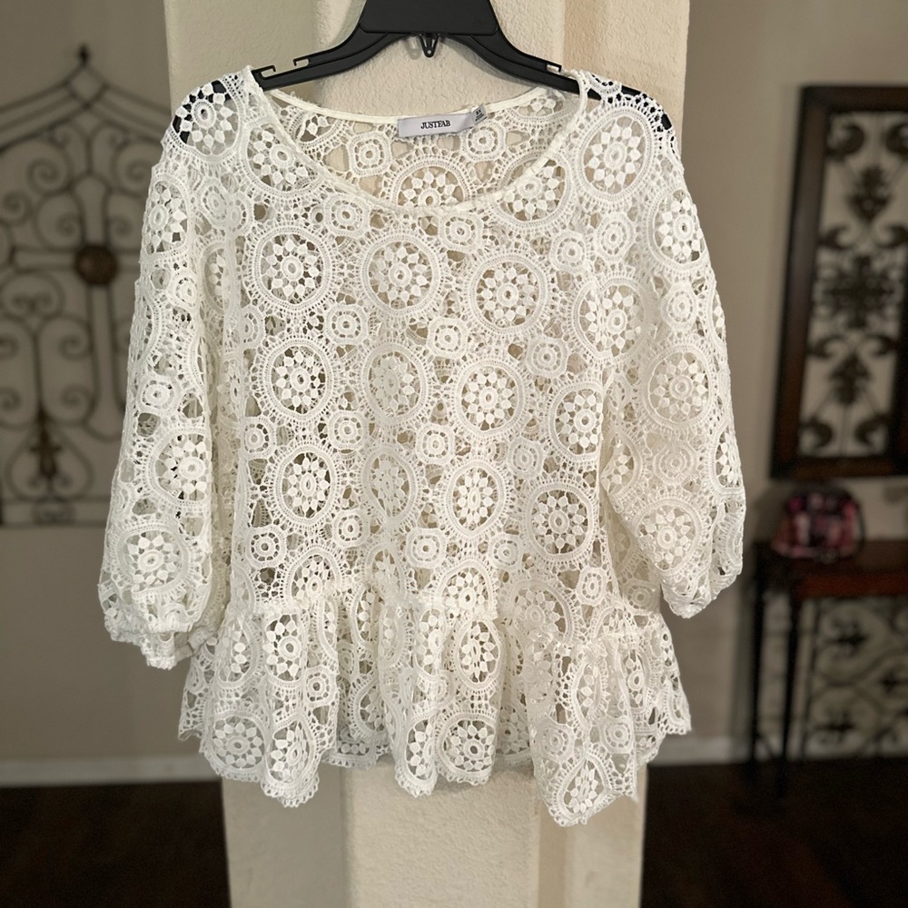 COPY - Plus size NWOT White lace top